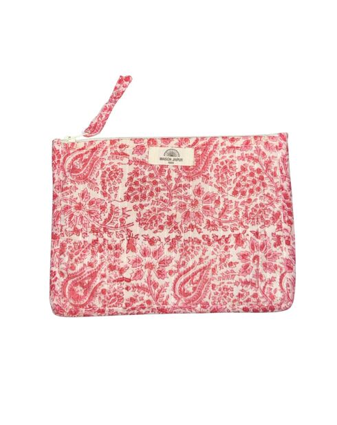 Pochette Bombay in voile di cotone rosa corallo