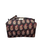 Neceser negro y rosa con estampado de bloques indios