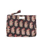 Pochette Bombay in voile di cotone stampato con fondo nero