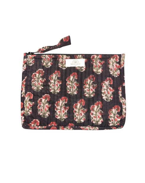 Pochette Bombay in voile di cotone stampato con fondo nero