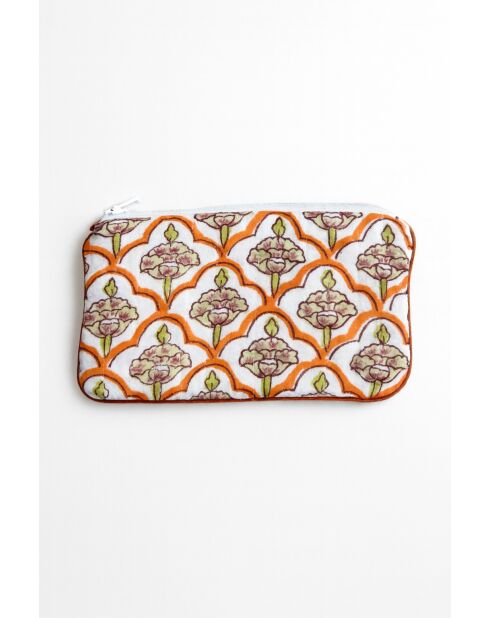 Pochette piatta Sambalpur con fodera impermeabile rosa chiaro - 11×19 cm