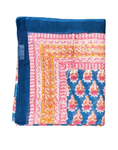 Pondicherry Baumwollsarong dunkelblau/pink