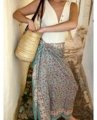 Pondichery-Sarong aus blauem Baumwollvoile