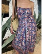 Pondichery Sarong aus Baumwollvoile in Rosa/Blau