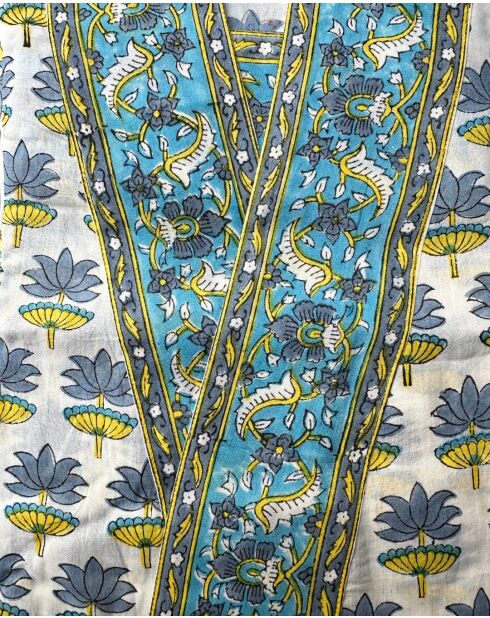 Kimono Madras en voile de coton blanc