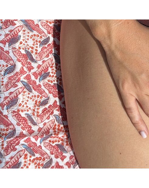 Paréo Pondichery en voile de coton rose