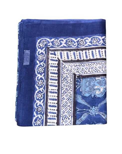 Pondicherry Baumwollsarong dunkelblau/weiß