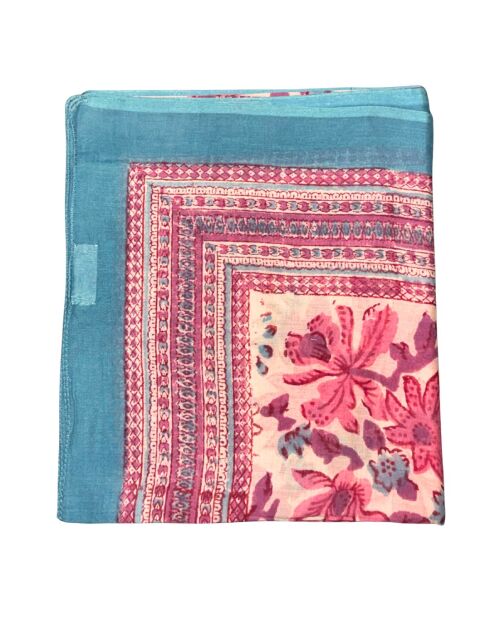 Pondicherry roze katoenen sarong met bloemenprint