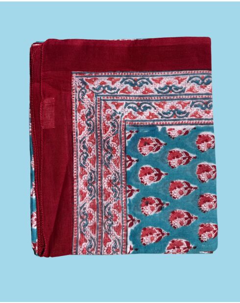 Pondichery-Sarong aus blauem Baumwollvoile