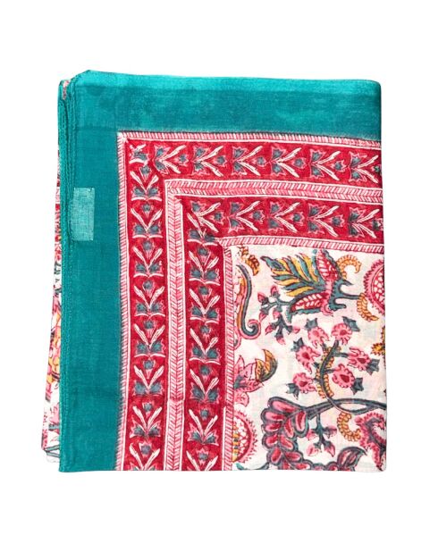 Paréo Pondichéry en coton vert canard