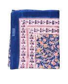 Pondicherry sarong van donkerblauw katoen met roze bloemenprint