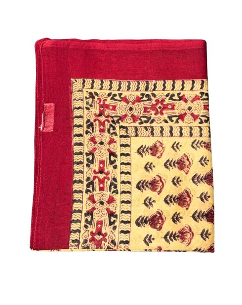 Pondicherry rot/cremefarbener Baumwollsarong