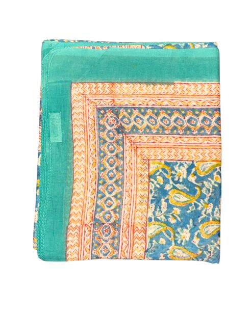 Pondicherry blau/grüner Baumwollsarong