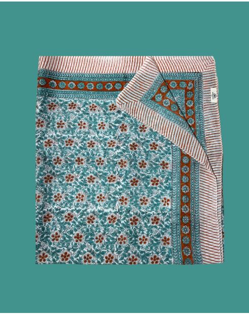 Pondichery-Sarong aus blauem Baumwollvoile