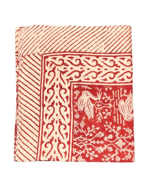 Pondicherry pareo in ecru/rood katoen