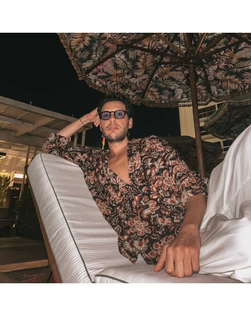 Shirt Jodhpur Noir in zwarte katoenen voile