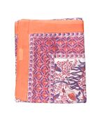 Paréo Pondichéry en coton orange/violet