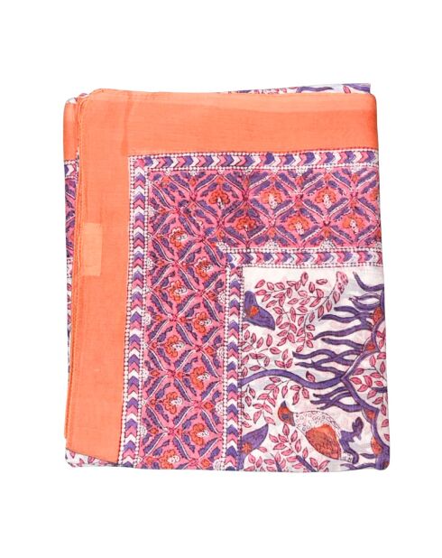 Pareo Pondicherry in cotone arancione/viola