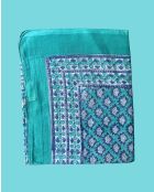 Pondichery-Sarong aus blauem Baumwollvoile