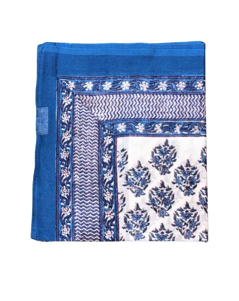 Pondicherry blauwe katoenen sarong met bloemenprint
