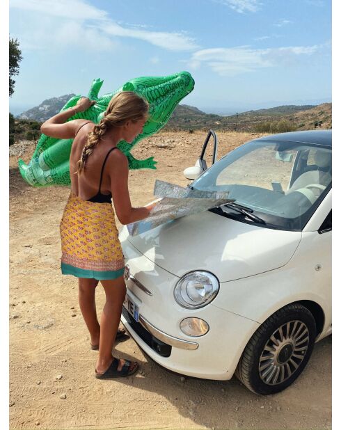 Pareo Pondichery en gasa de algodón amarilla