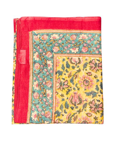 Pondicherry rot/rosa geblümter Baumwollsarong