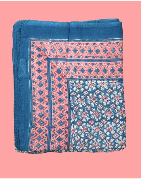 Pondichery-Sarong aus blauem Baumwollvoile