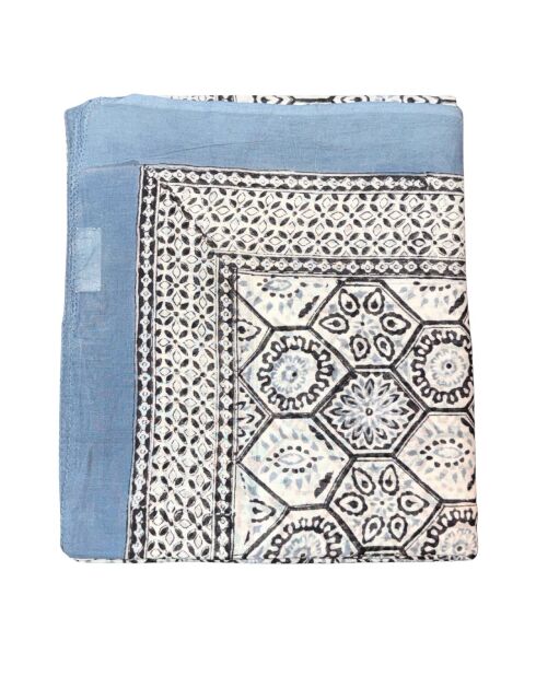 Pondicherry pareo in wit en zwart katoen