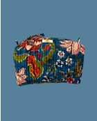 Bolsa Delhi M de gasa de algodón estampada con fondo azul