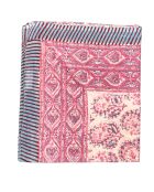 Paréo Pondichéry en coton bleu/rose