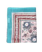 Pondicherry Baumwollsarong türkisblau/dunkelrot