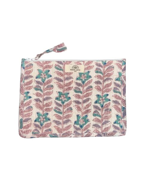 Pochette Bombay in voile di cotone beige/blu