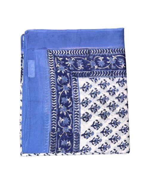 Pondicherry Baumwollsarong indigoblau/weiß
