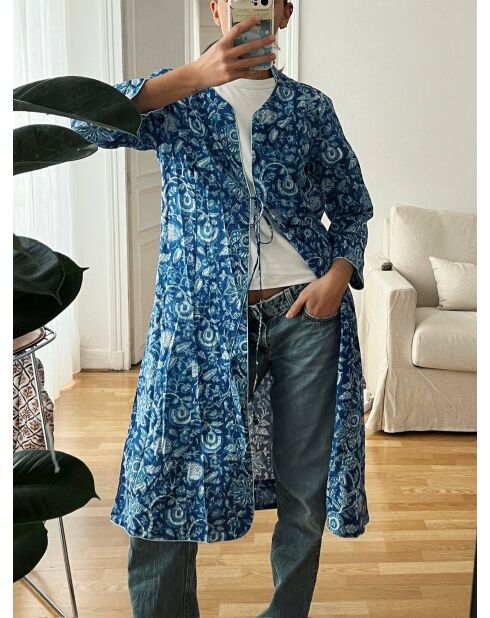 Déshabillé Srinagar en coton bleu