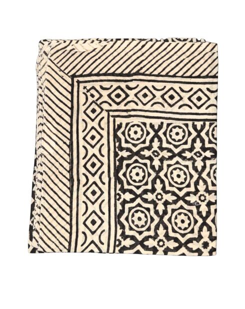 Pareo Pondicherry in cotone bianco e nero