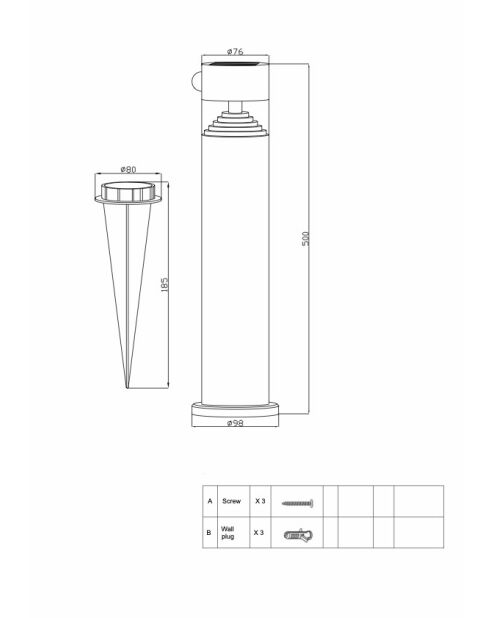 Borne solaire forte clarté Inox avec détecteur