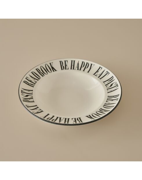 Assiette à pâtes pour les amoureux des livres noir - 28 cm