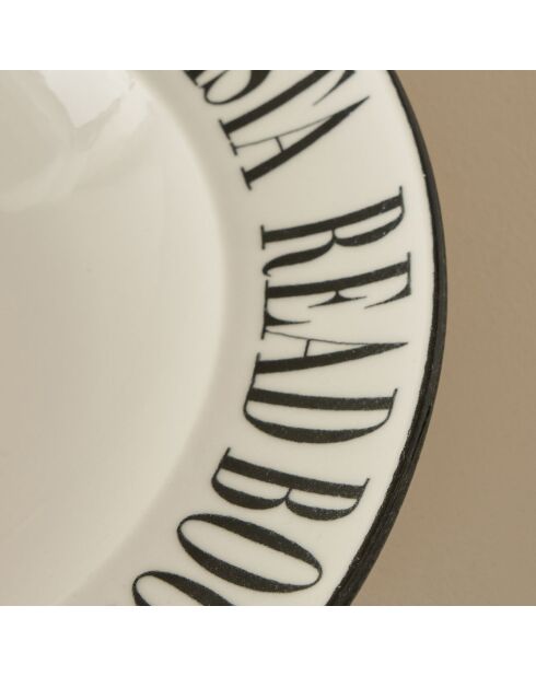 Assiette à pâtes pour les amoureux des livres noir - 28 cm