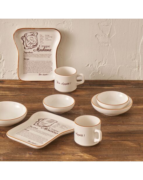 Lot de vaisselle de petit-déjeuner brun - 8 pièces