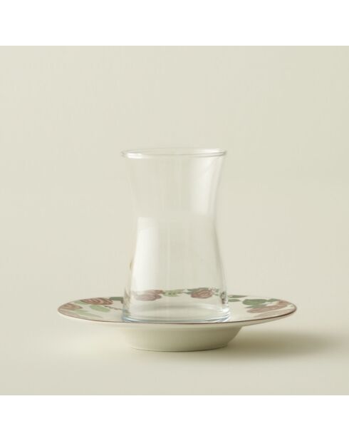 Set de 6 vasos de té rosa multicolor