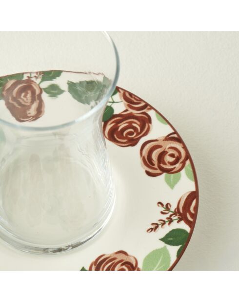 Set de 6 vasos de té rosa multicolor