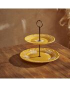 Présentoir à biscuits indien à deux étages moutarde