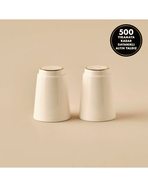 Saliera e pepiera in opale dorato - 7x5 cm