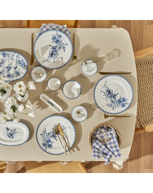 Blaues Porzellan-Frühstücksset, 26-teilig