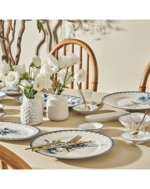 Blaues Porzellan-Frühstücksset, 26-teilig