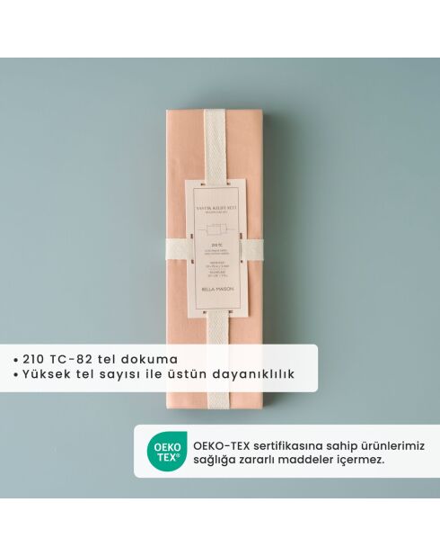 Set di 2 federe standard in 100% cotone satinato color salmone