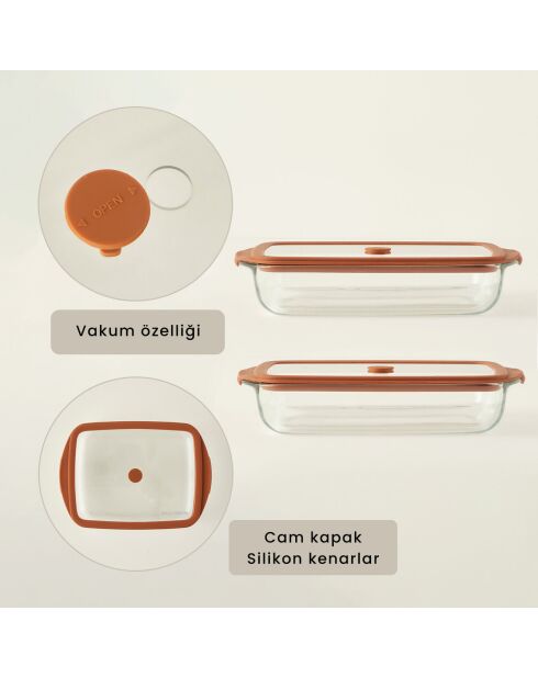 Teglia da forno in vetro sabbiato marrone - 1600 cc