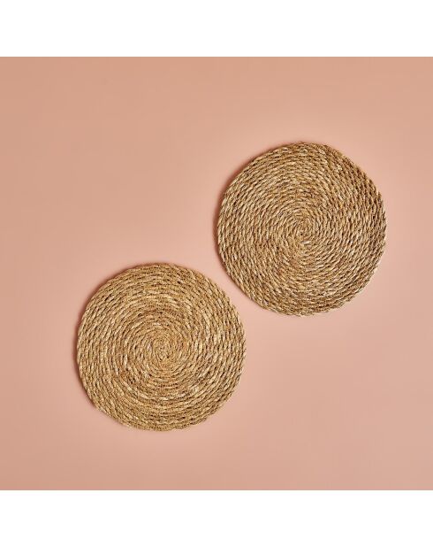 Lot de 2 dessous de plat en osier naturel - 20 cm