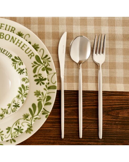 Lot de couverts à dessert Siena argentée - 18 pièces