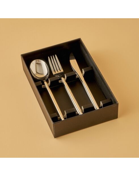 Lot de couverts à dessert Siena argentée - 18 pièces